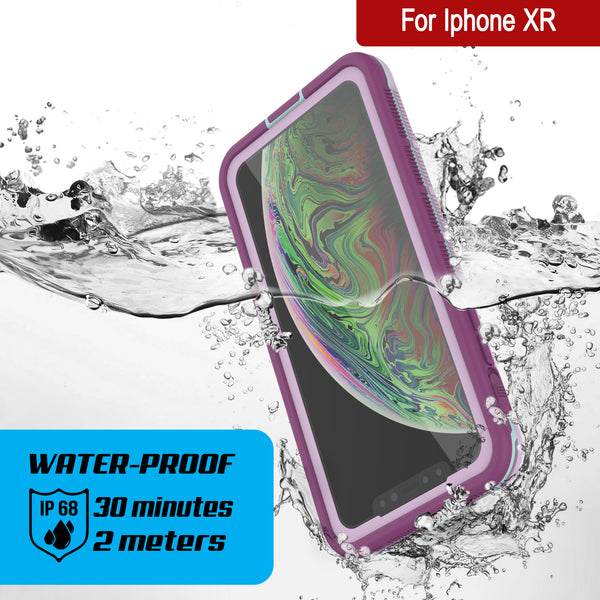 Punkcase iPhone XR Waterproof Case [Aqua Series] Armor Cover [Clear Purple]  [Clear Back]