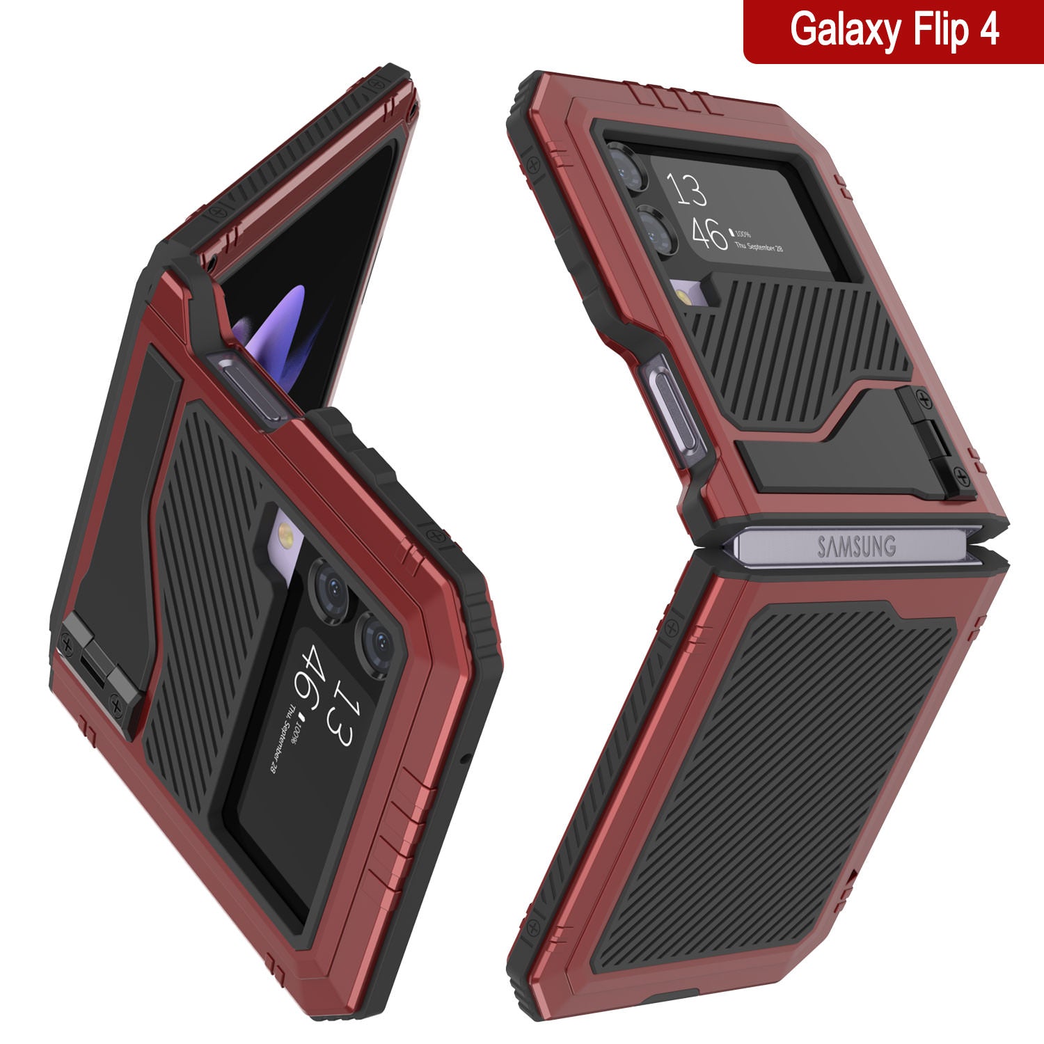 Galaxy Z Flip4 Metal Case, Heavy Duty Military Grade Armor Cover 