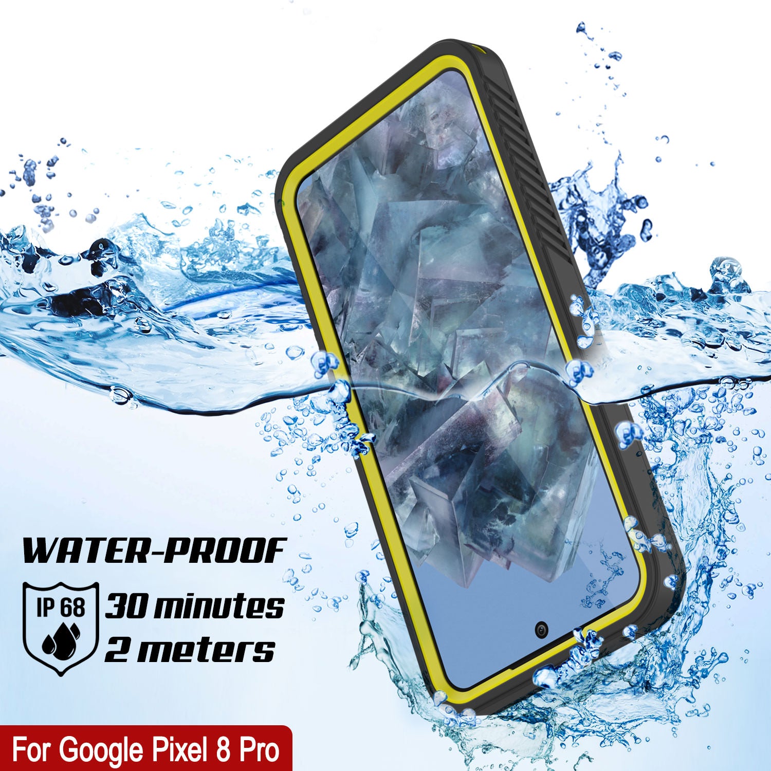 Google Pixel 8 Pro Waterproof Case, Punkcase [Extreme Series] Armor Cover W/ Built In Screen Protector [Navy Blue] - Black