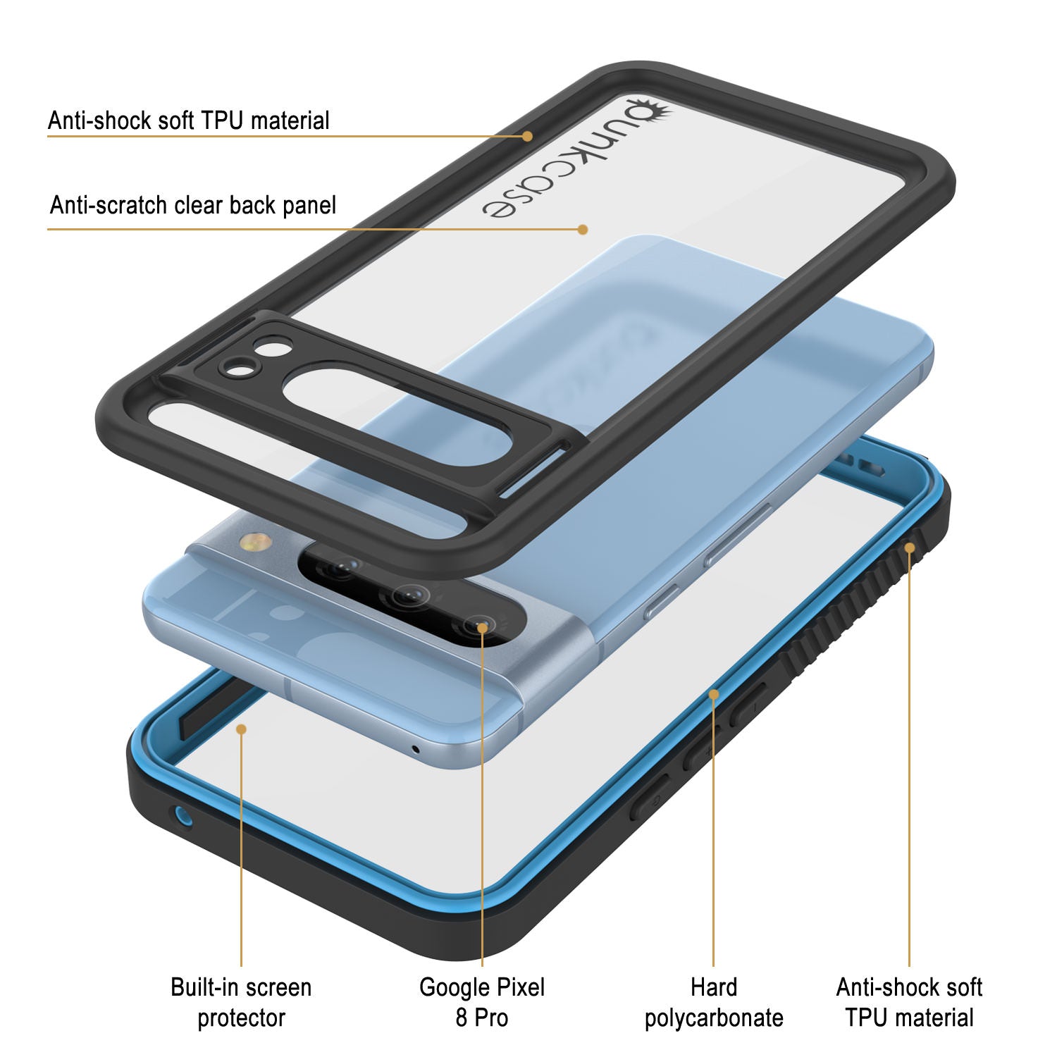 Blue Durable Pixel 8 Pro Case