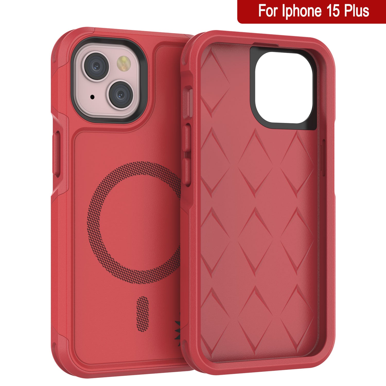 PunkCase iPhone 14 Plus Case, [Spartan 2.0 Series] Clear Rugged Heavy Duty  Cover W/Built in Screen Protector [Red]