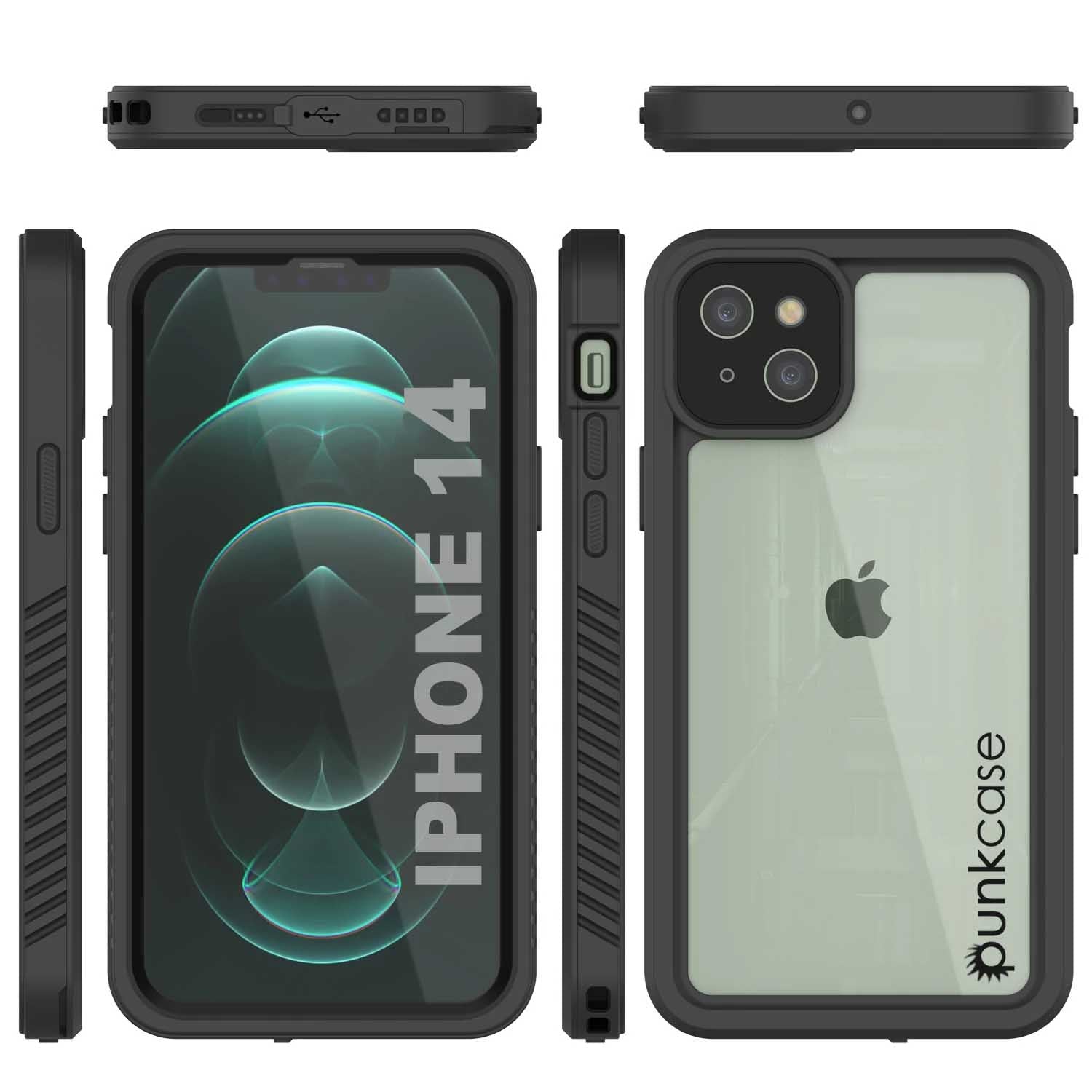 iPhone 14 Waterproof Case, Punkcase [Extreme Mag Series] Armor Cover w/ Built in Screen Protector [Black]
