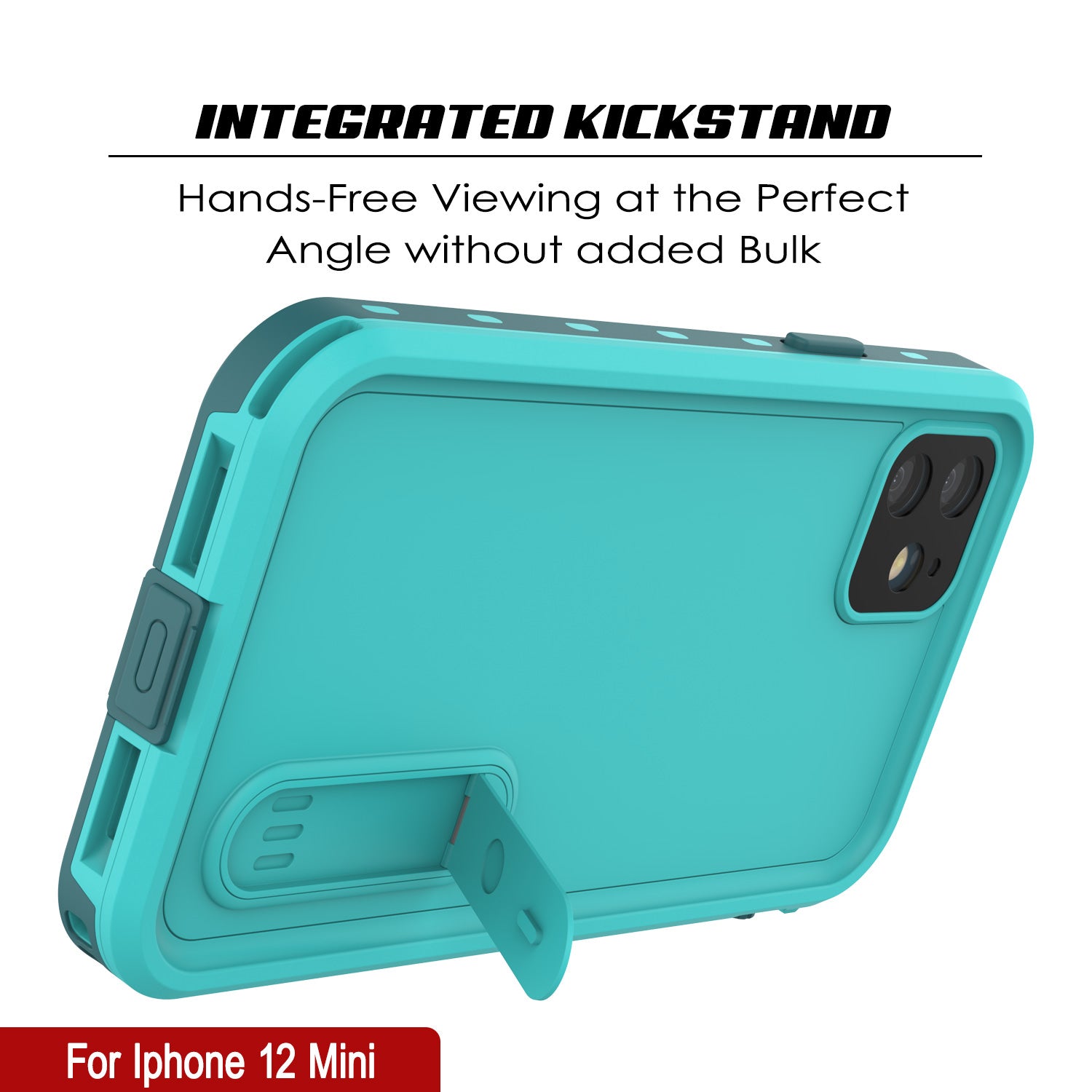 iPhone 12 Mini Waterproof Case, Punkcase [KickStud Series] Armor Cover  [Teal]