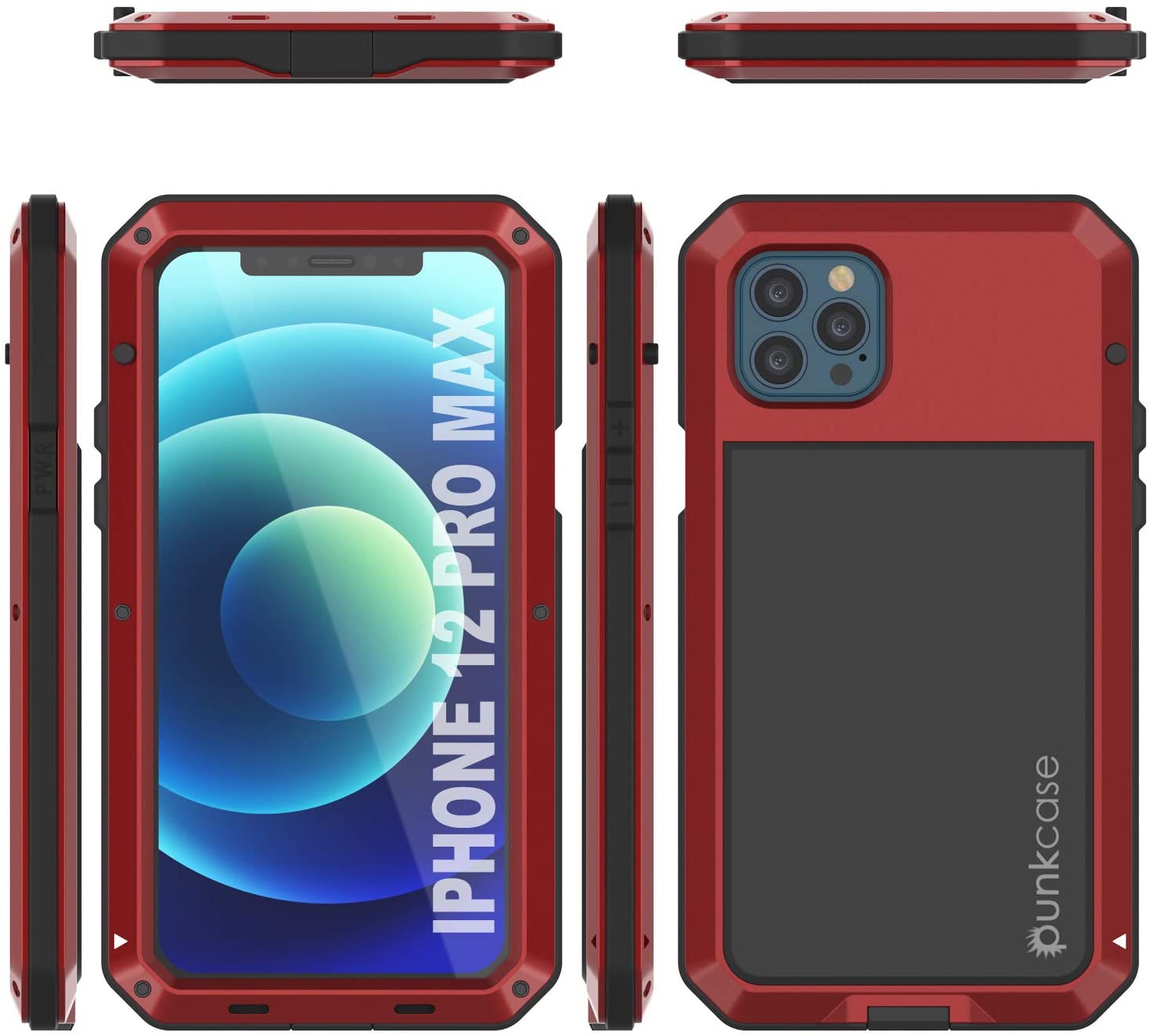 Military Defender Shockproof Case for iPhone 12 / 12 Pro (Red)