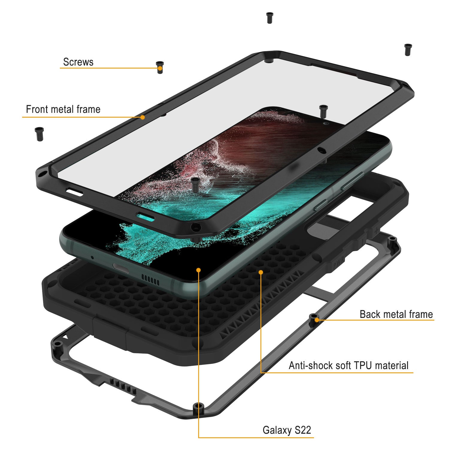 Samsung Galaxy S22 Ultra Case - Heavy Duty Metal Full Body