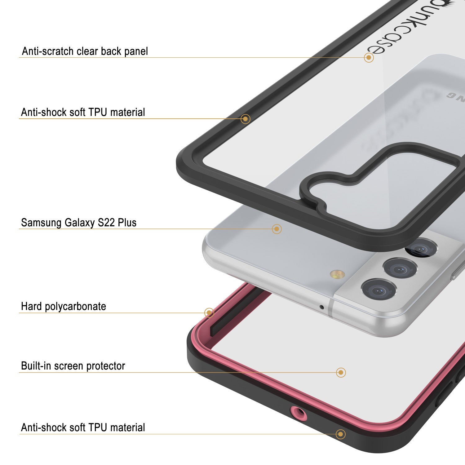 Thin pink Samsung S22 Plus case