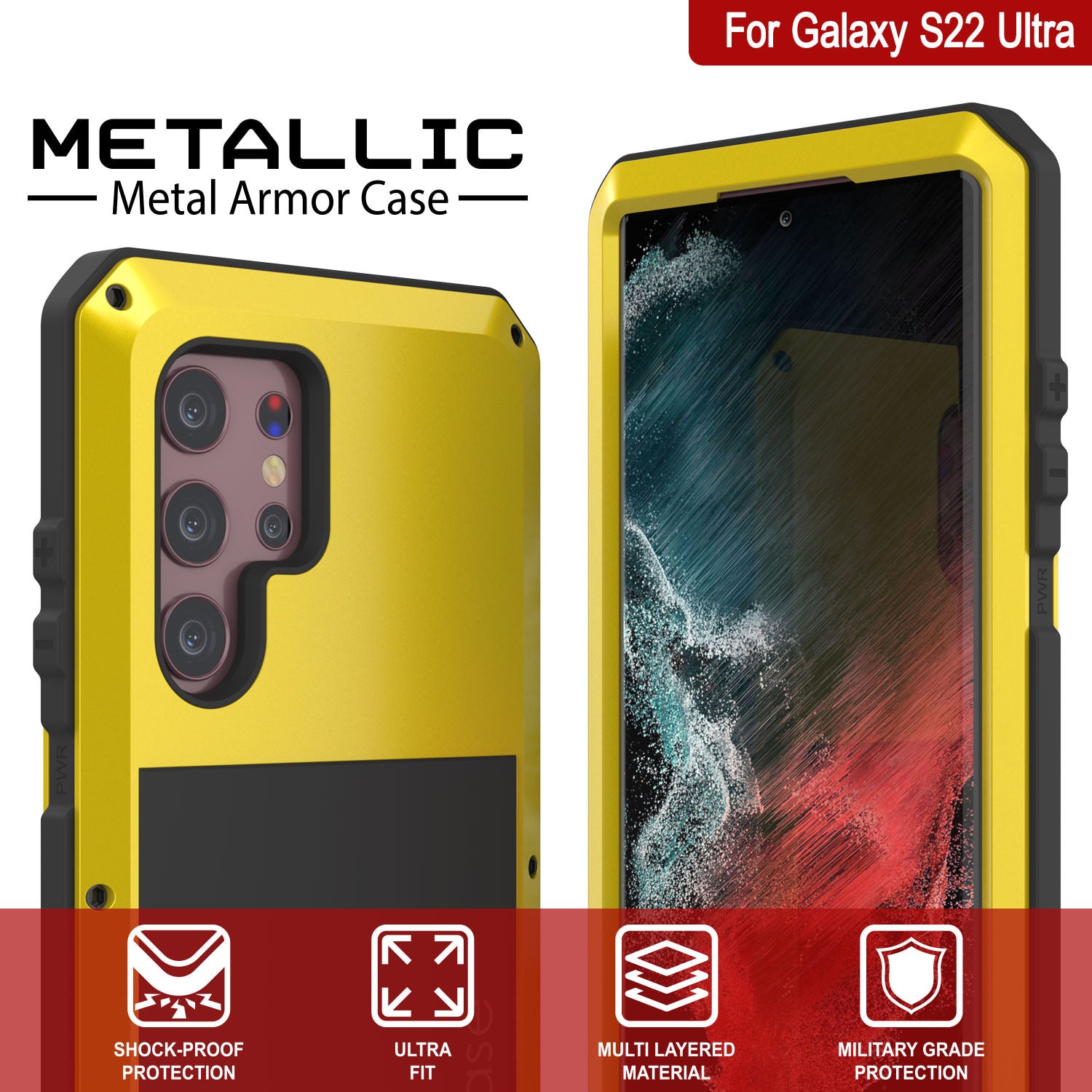 Galaxy S22 Ultra Metal Case, Heavy Duty Military Grade Rugged