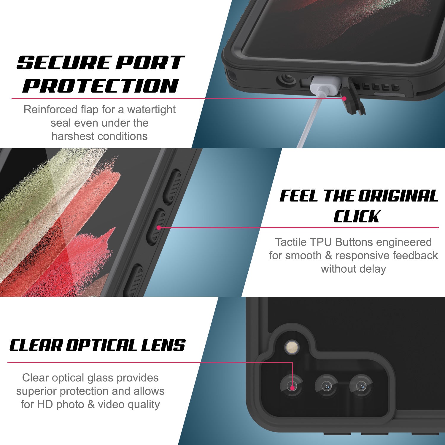 Galaxy S22+ Plus Waterproof Case PunkCase StudStar Red Thin 6.6ft Unde –  punkcase