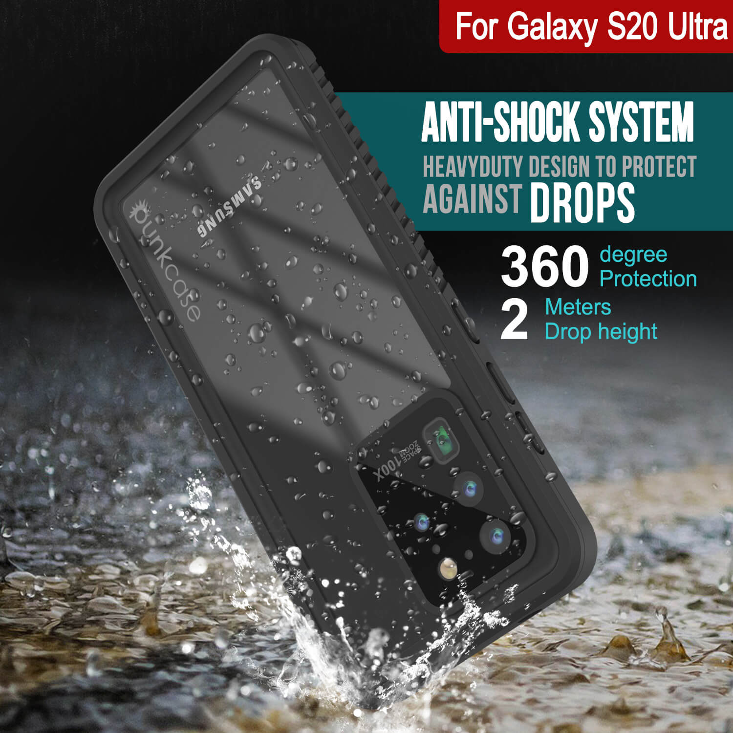Galaxy S22 Ultra Water/ Shockproof [Extreme Series] With Screen Protector  Case [Black]