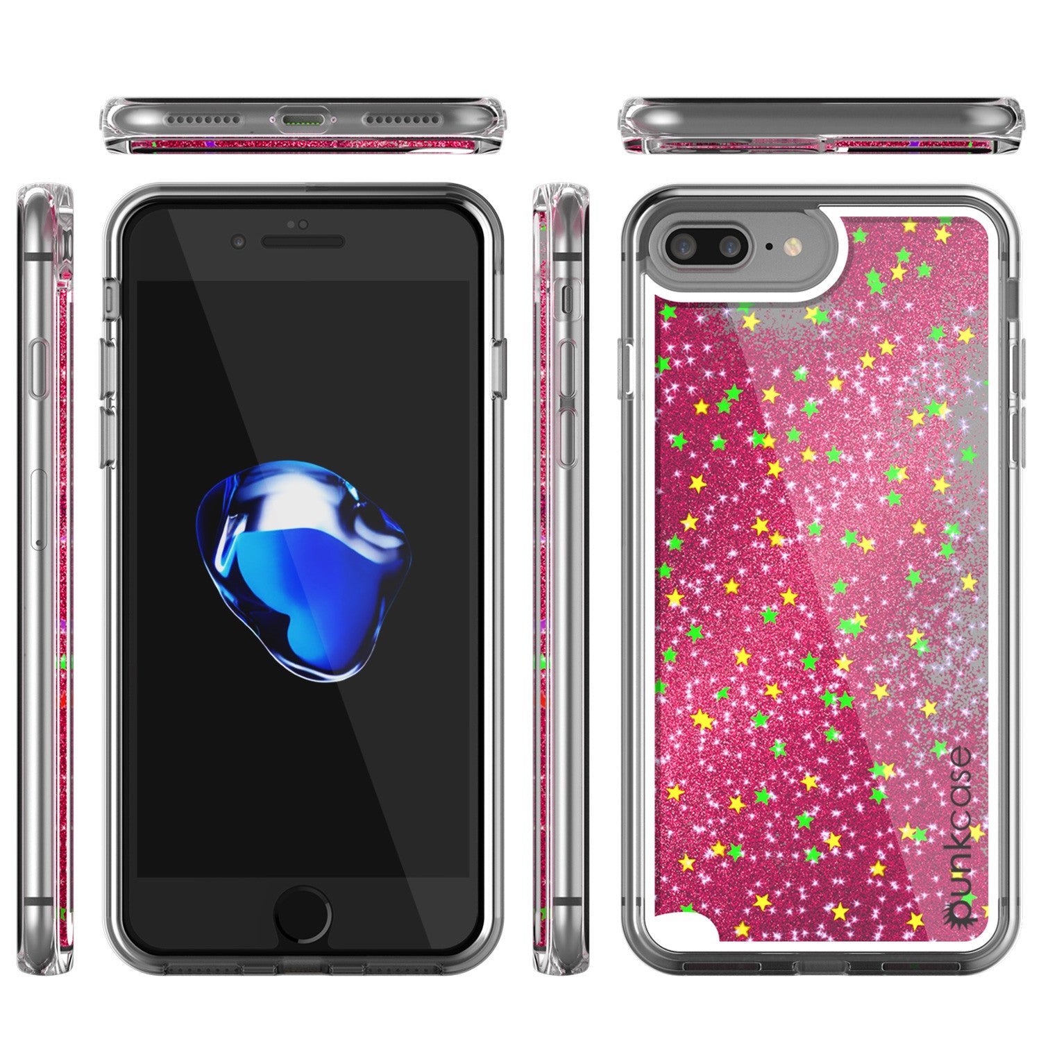 Pink Stars Glitter Liquid Hard Phone Case Cover iPhone 6 6S 7 8