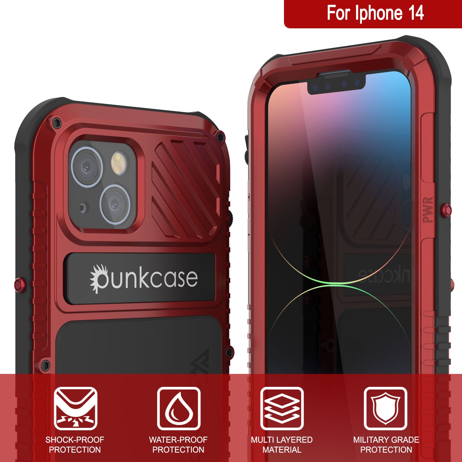 iPhone 12 Pro Max Metal Case, Heavy Duty Military Grade Armor Cover [shock  proof] Full Body Hard [Red]