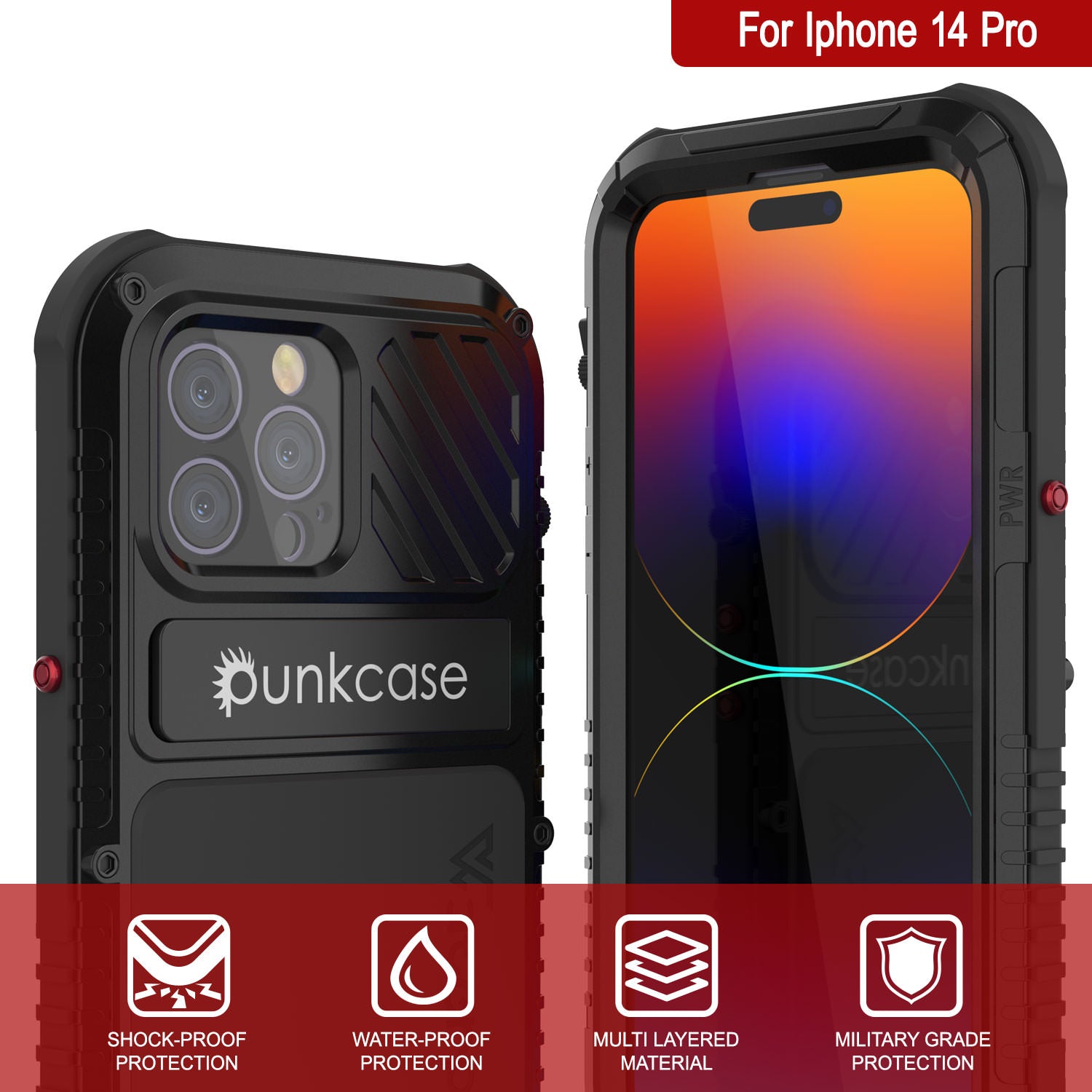 Punkcase iPhone 11 Pro Max Metal Case, Heavy Duty Military Grade Armor Cover [Shock Proof] Full Body Hard [Black] - Black