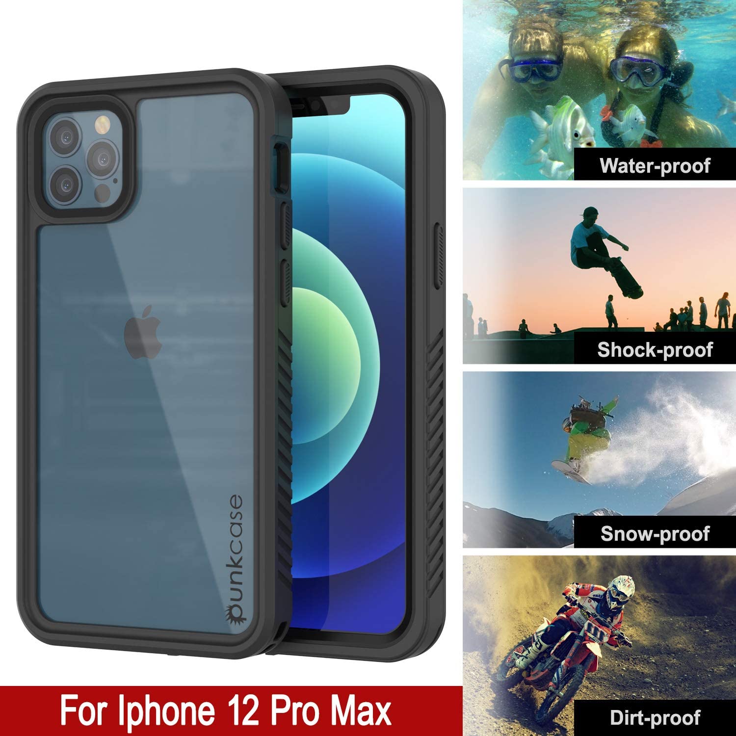 iPhone XS Max Waterproof Case, Punkcase [Extreme Series] Armor Cover W/  Built In Screen Protector [Black]