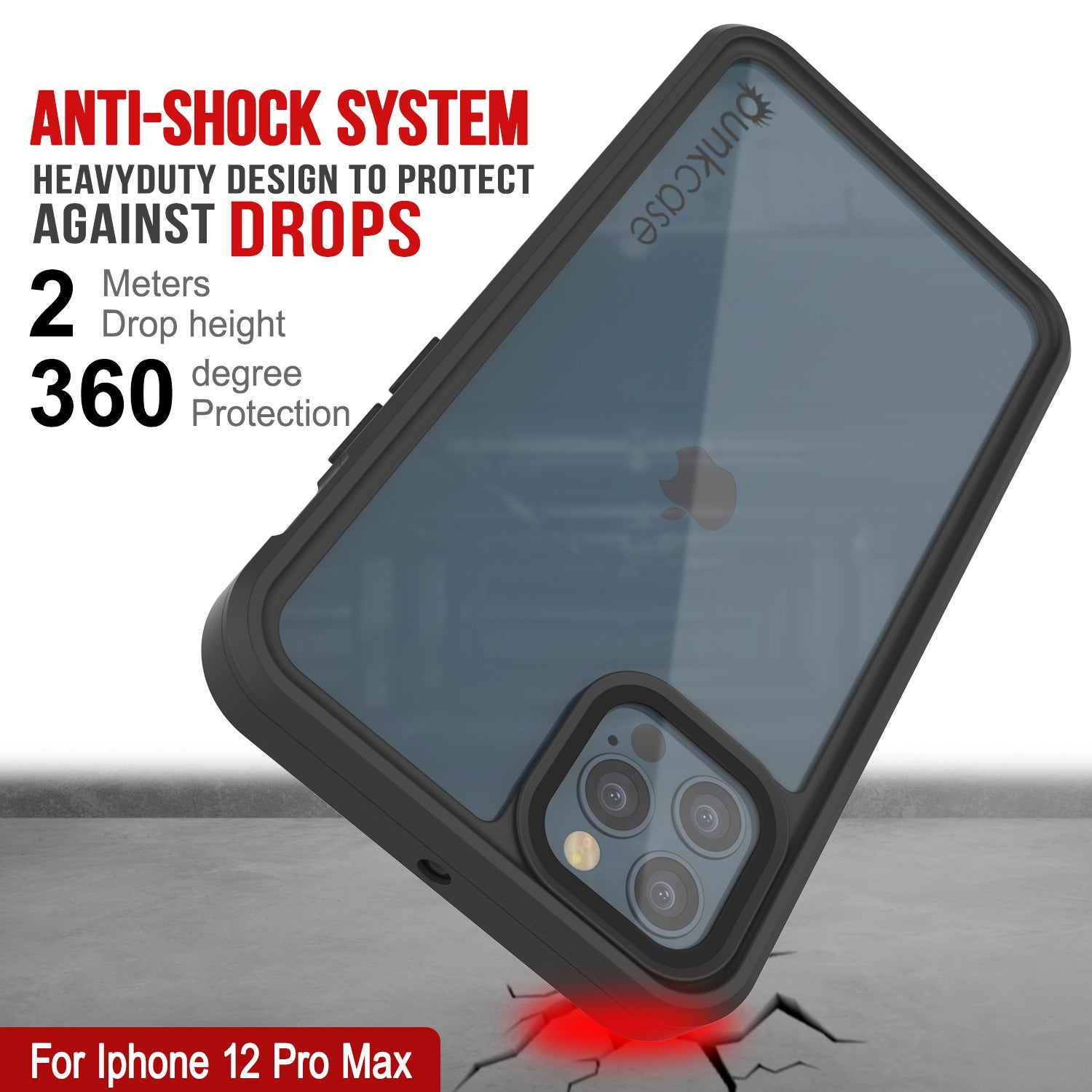 iPhone 13 Pro Max Waterproof Case, Punkcase [Extreme Series] Armor Cover W/  Built In Screen Protector [Black]