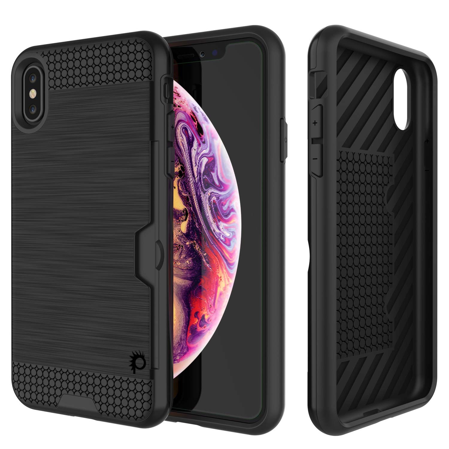 Dteck iPhone Xs Max Case, Dual Layer Full Body Shockproof Protection Case Double Sides Tempered Glass Cover Flexible TPU Bumper for iPhone Xs Max
