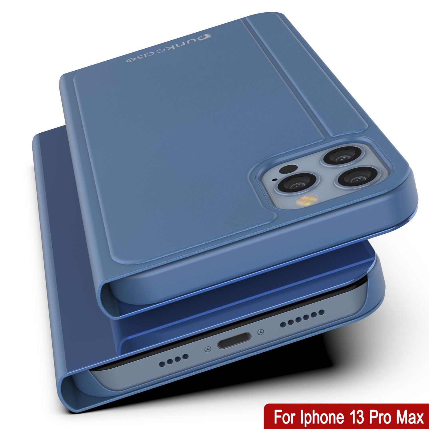 Punkcase Iphone 13 Pro Max Reflector Case Protective Flip Cover [blue