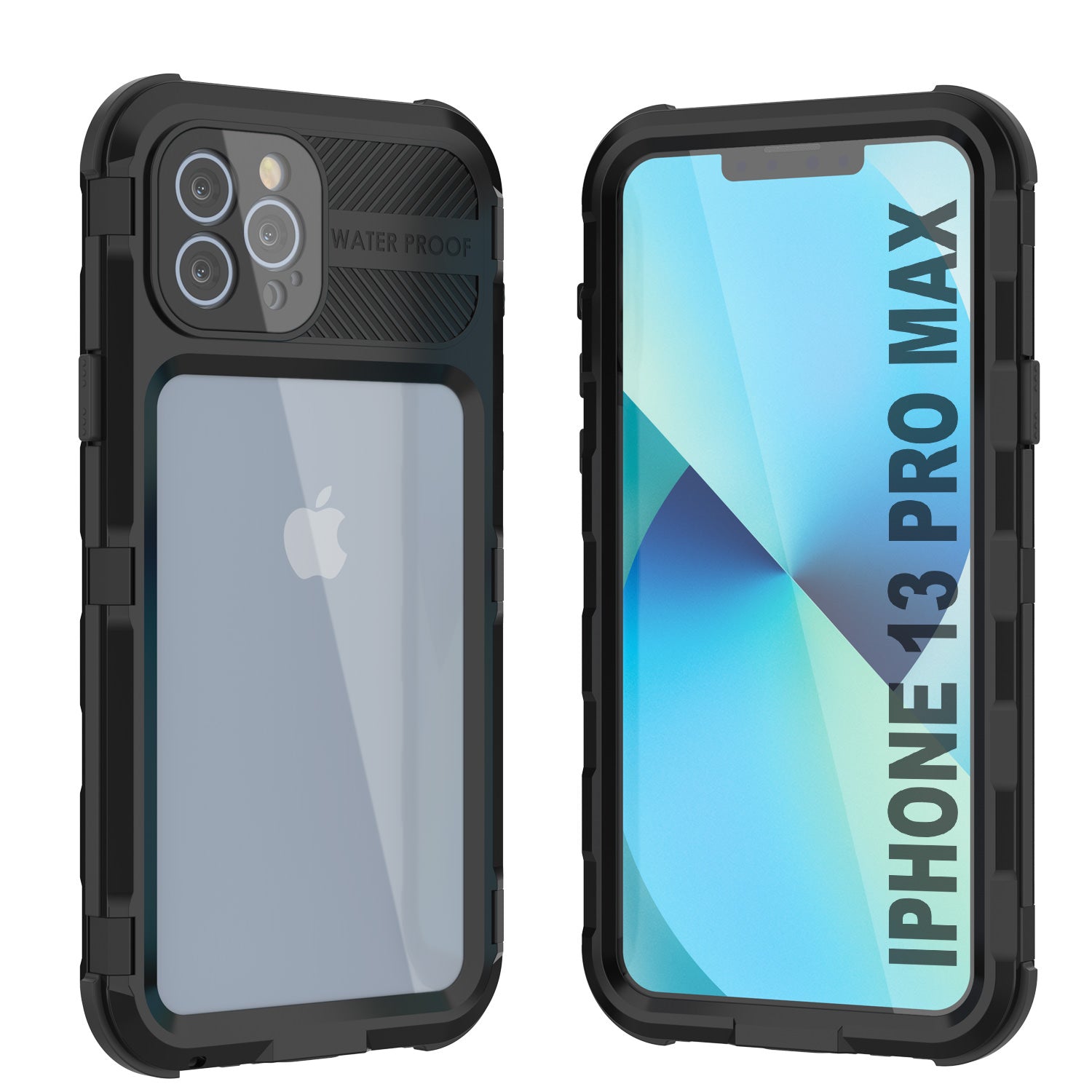 iPhone 13 Pro Max Metal Extreme 2.0 Series Aluminum Waterproof Case IP68  W/Buillt in Screen Protector [Black]