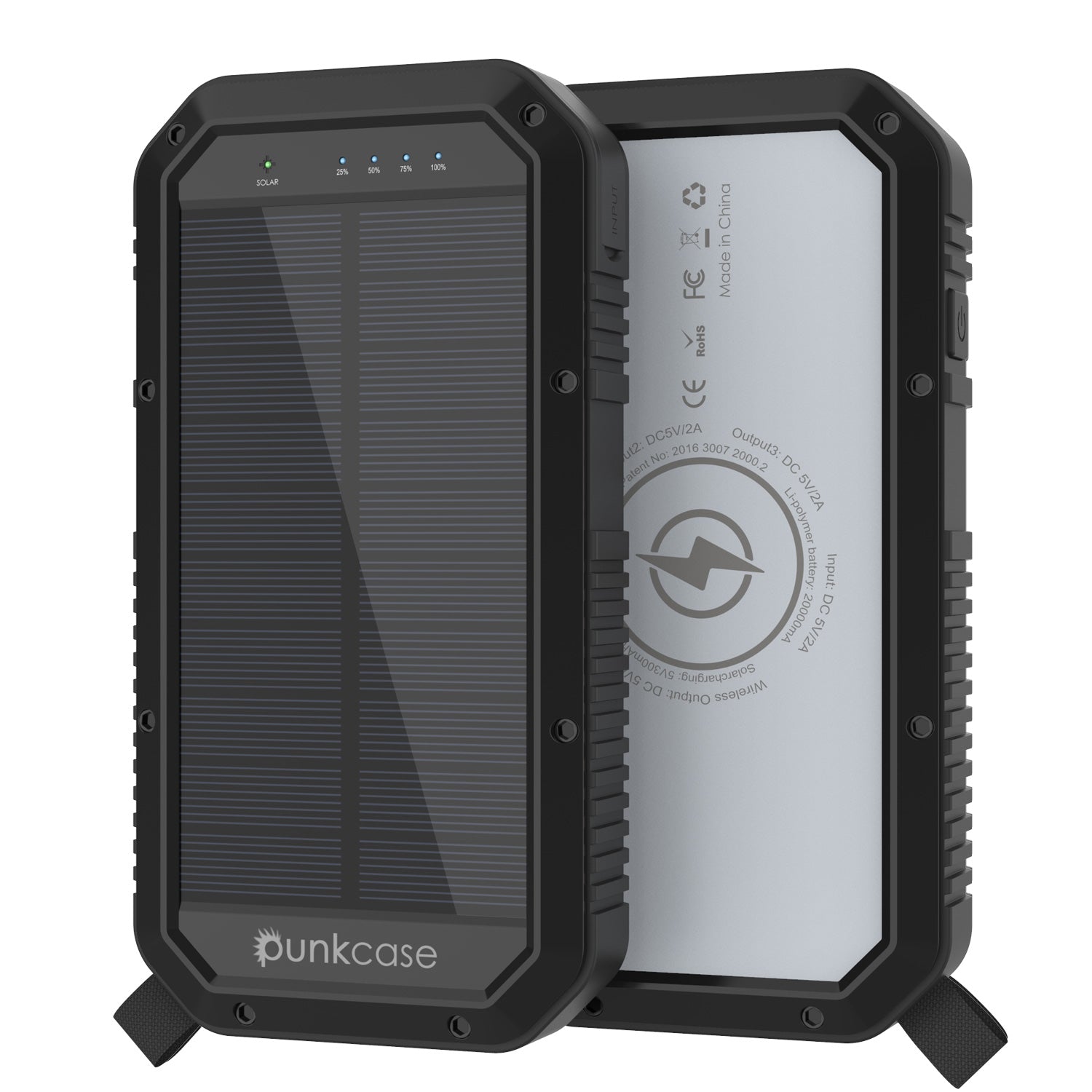 Water Resistant Solar Power Bank/Wireless Charger - 20000mAh