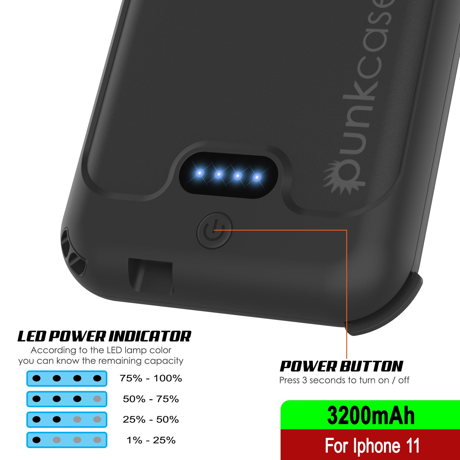 PunkJuice iPhone 11 Battery Case  Waterproof Slim 3200mAh [Black] –  punkcase