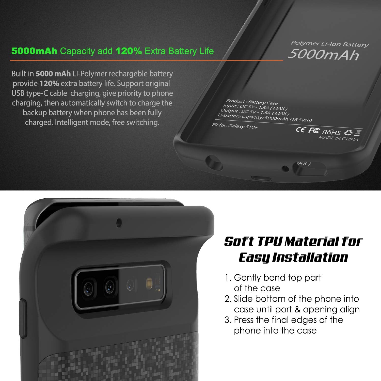 PunkJuice S10+ Plus Battery Case Black - Fast Charging Power Juice Ban –  punkcase