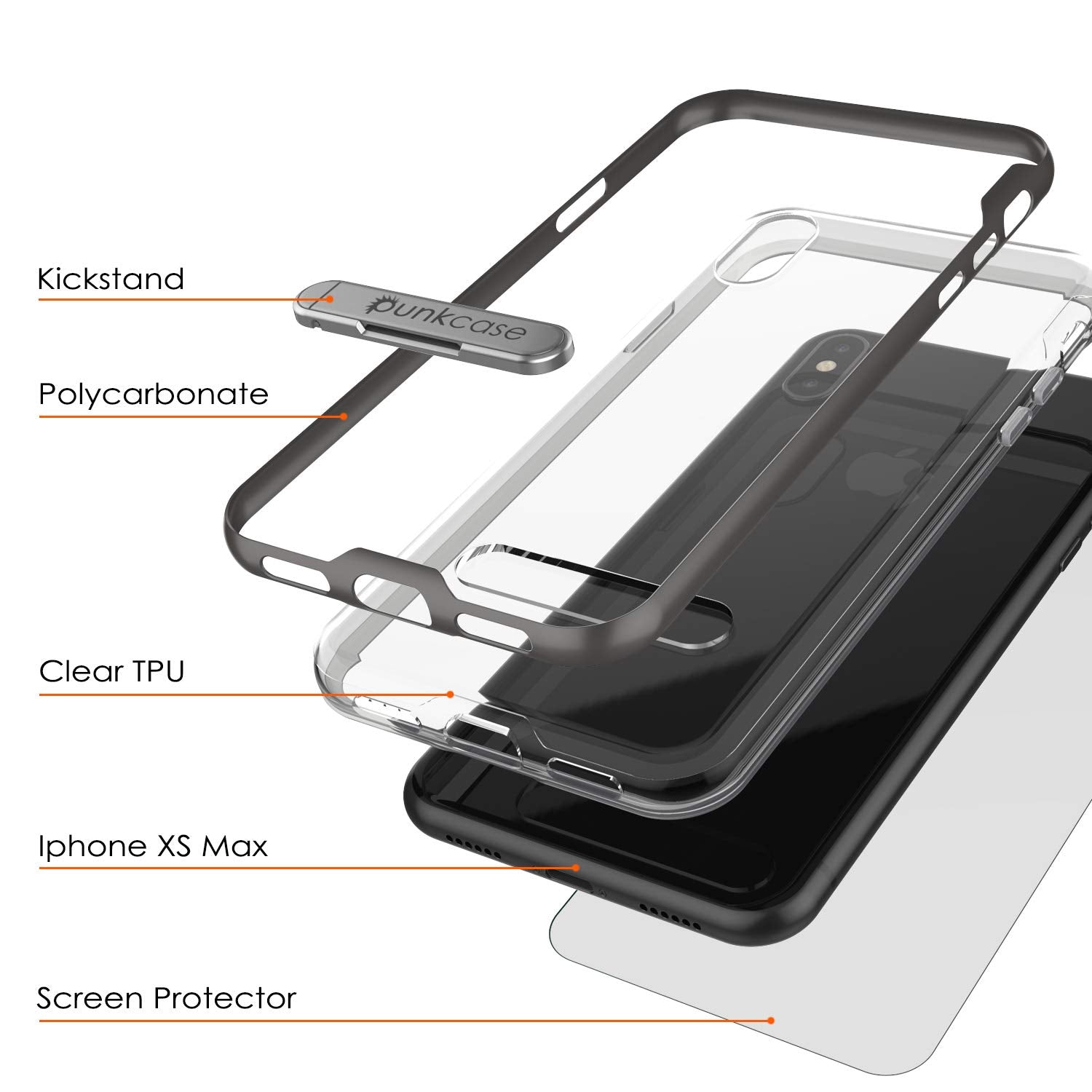 Case McBook Air 13'' 2018 Transparent Black Polycarbonate Shockproof  Protection
